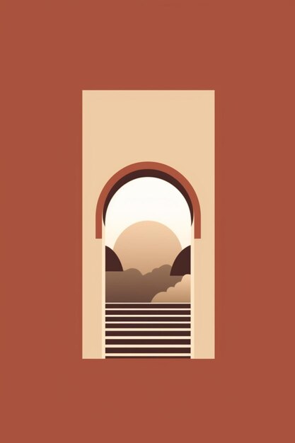 a picture of a picture of a doorway with a mountain view generative ai