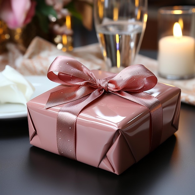 picture of a piece of chocolate that is so tempting decorated with a cute pink ribbon
