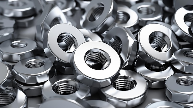 picture of a pile of bolts in washers AI Generated