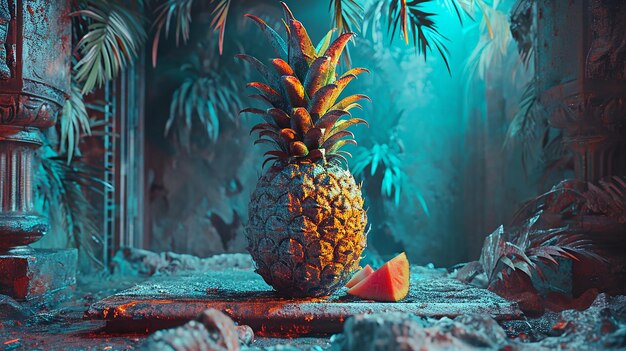 Photo picture of pineapple intriguing ai generative image