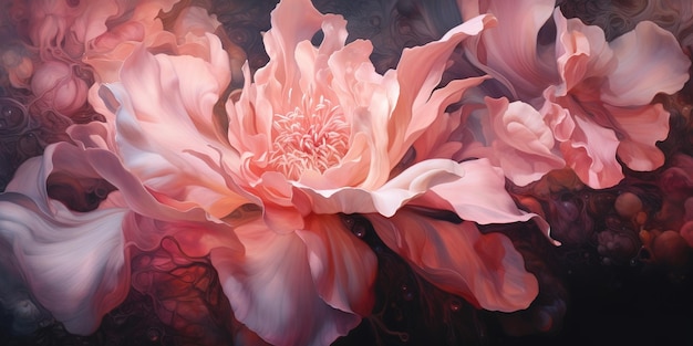 изображение розового цветка на черном фоне со словом «иллюстрация»