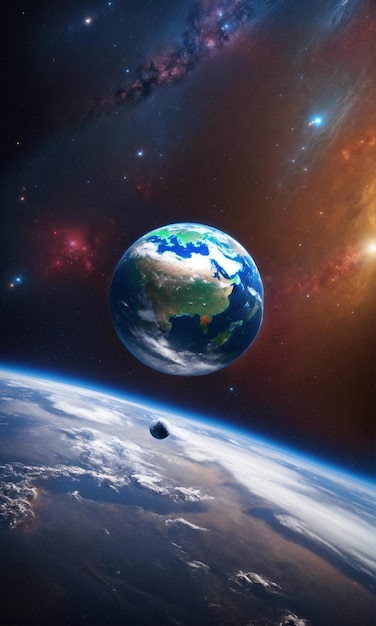 изображение планеты с Землей на заднем плане