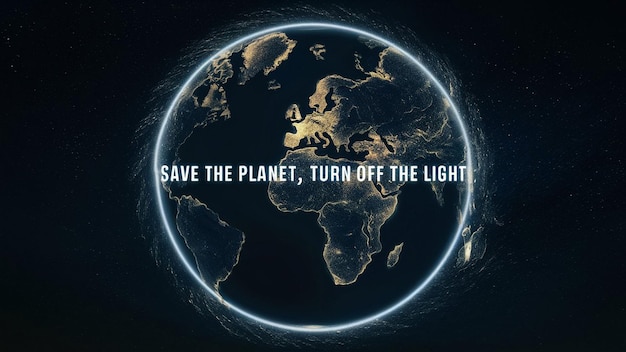 a picture of a planet with the words save the planet off the light