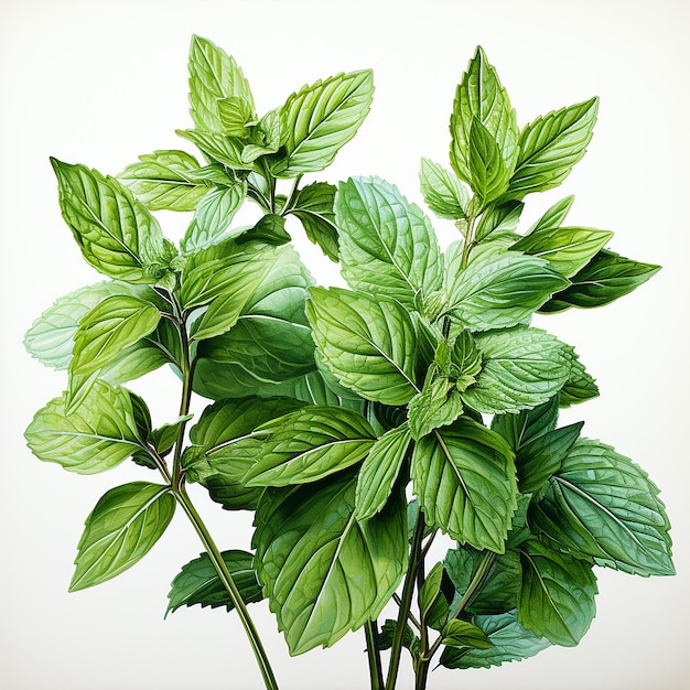 a picture of a plant with green leaves and a white background