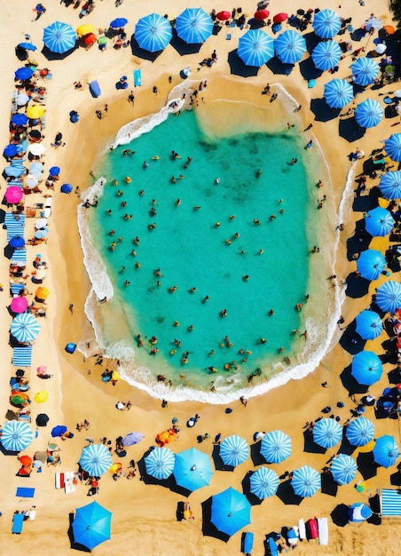 a picture of a pool with people in the water and the number 5 on it