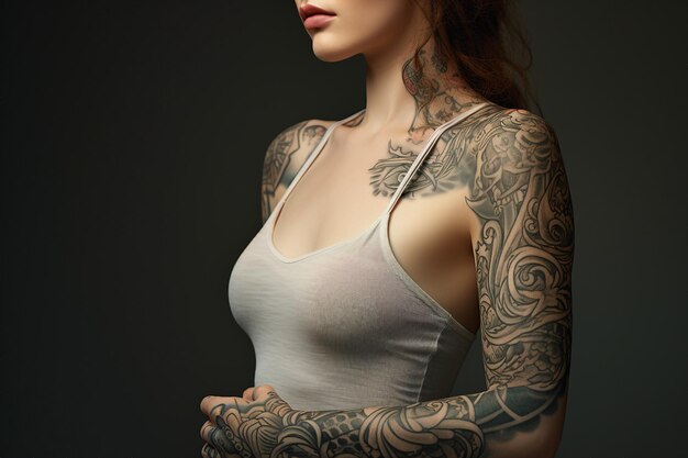 Foto ritratto di una donna tatuatrice creato con la tecnologia generativa dell'ia