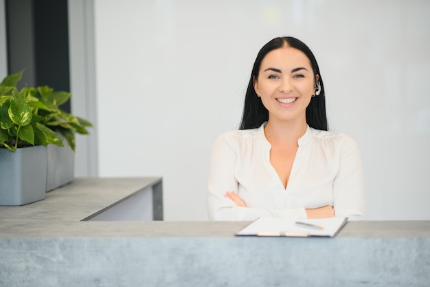 Picture of pretty receptionist at work