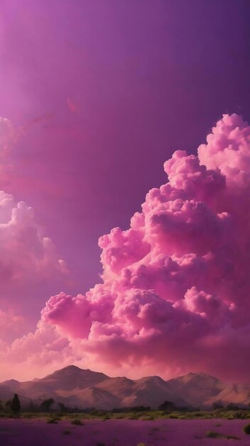Изображение фиолетового облака на розовом фоне