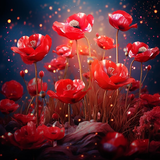 a picture of red flowers with the words  poppies  on the bottom