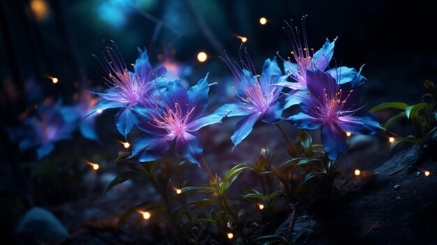 Photo a picture of a rich blue color fantasy lily flower ai generated art