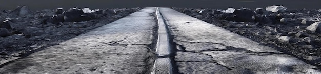 a picture of a road in black and white