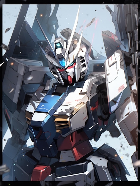 A picture of a robot with the word gundam on it