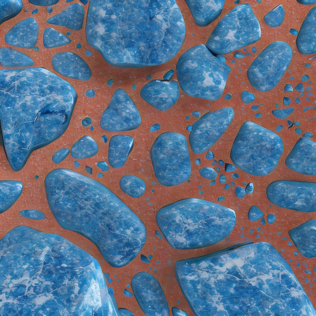 A picture of rocks with blue stones in the center.