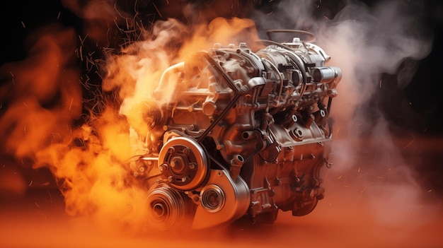 The picture shows the engine overheating and smoke is visible AI Generated