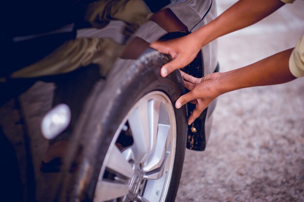 Photo the picture shows the tire pressure for safety. safety concept