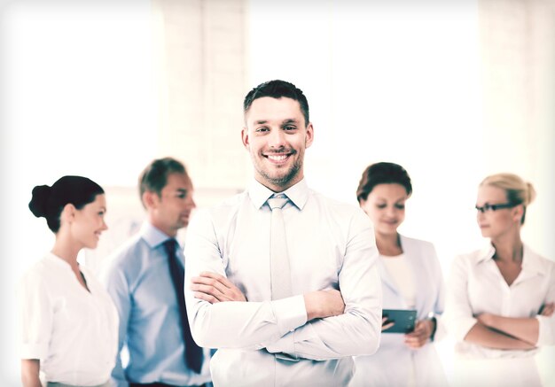 picture of smiling handsome businessman in office