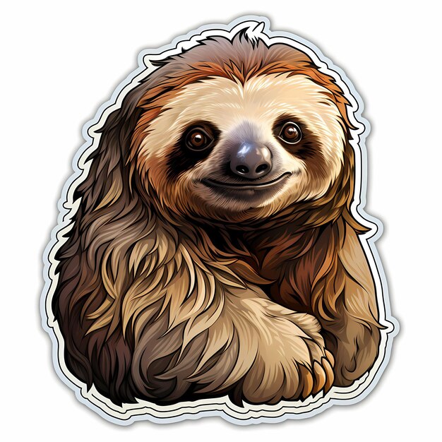 a picture of a smiling sloth with a black nose and a brown nose.