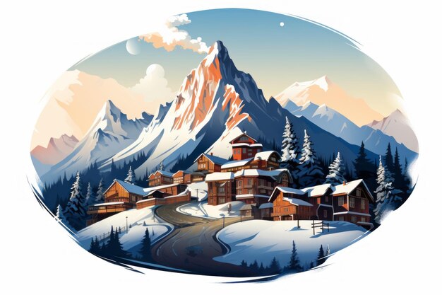 A Picture of a Snowy Mountain Town