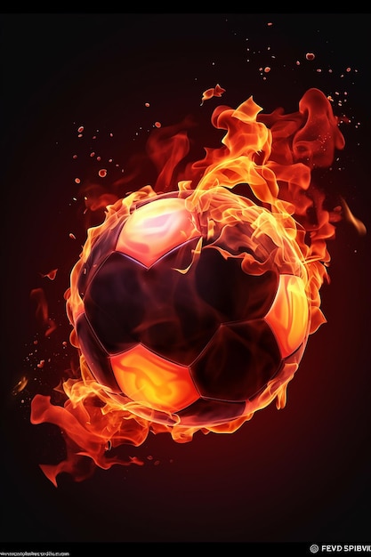 Photo a picture of a soccer ball with flames on it