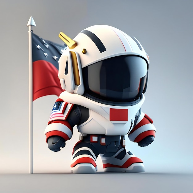 a picture of a space suit with a flag and a flag