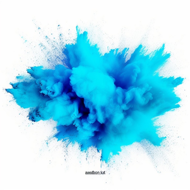 a picture of a splash of blue ink with the word