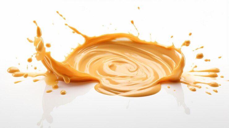 Photo a picture of a splash of orange liquid with the words  caramel  on it