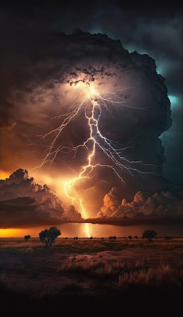 A picture of a storm with a lightning bolt on the top.