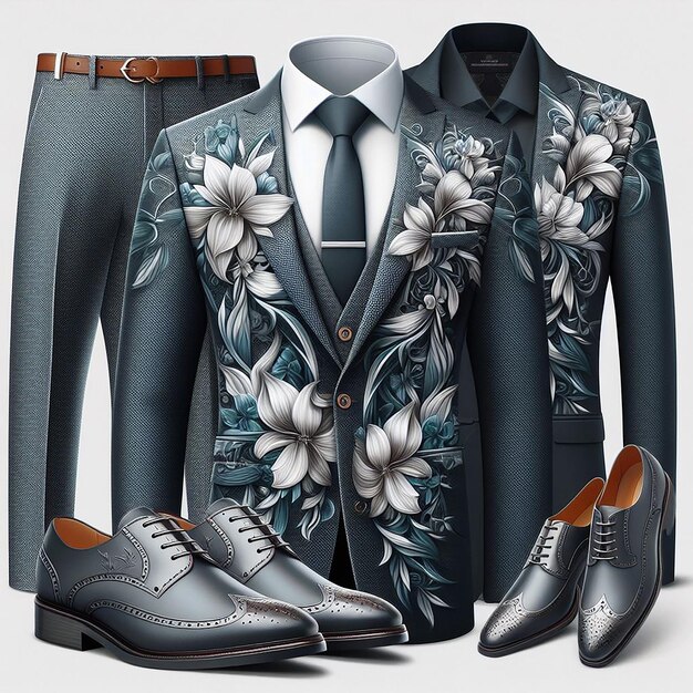 Photo a picture of a suit with a flower design on it