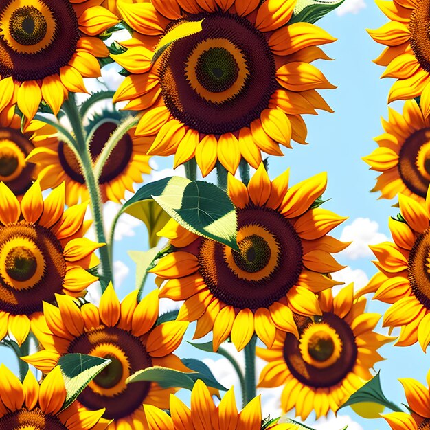 A picture of sunflowers that are in a field