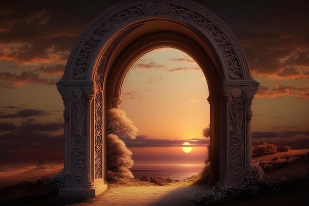 Picture of a sunset and an archway Style that is now in vogue