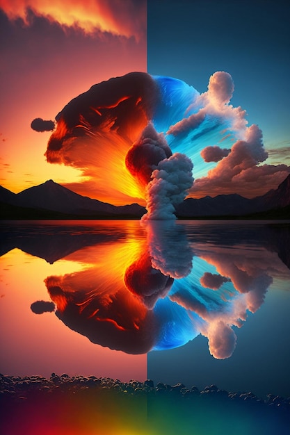 Picture of a sunset over a body of water generative ai