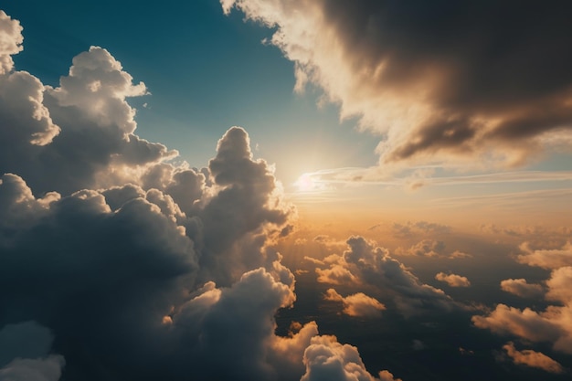 A picture of a sunset above the clouds