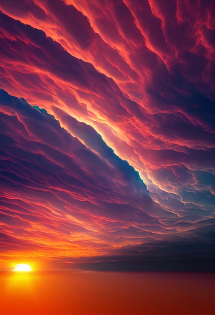 Picture of a sunset with clouds in the sky generative ai