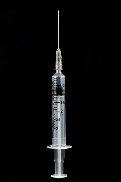 Picture of a syringe on a dark background