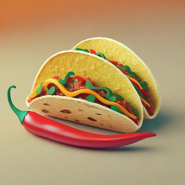 Photo a picture of a taco with a chili pepper