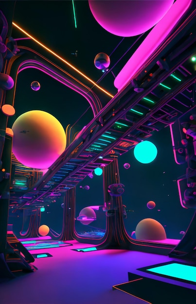 A picture taken from the inside of futuristic looking room generative ai