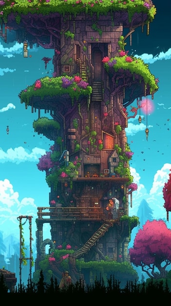 A picture taken from a video game of a tree house generative ai