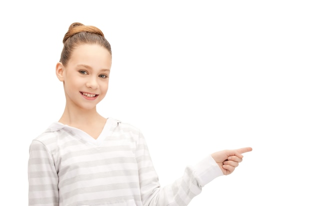 picture of teenage girl pointing her finger