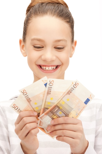 picture of teenage girl with euro cash money