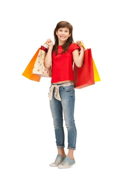 picture of teenage girl with shopping bags