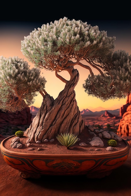 a picture of a tree with a mountain in the background