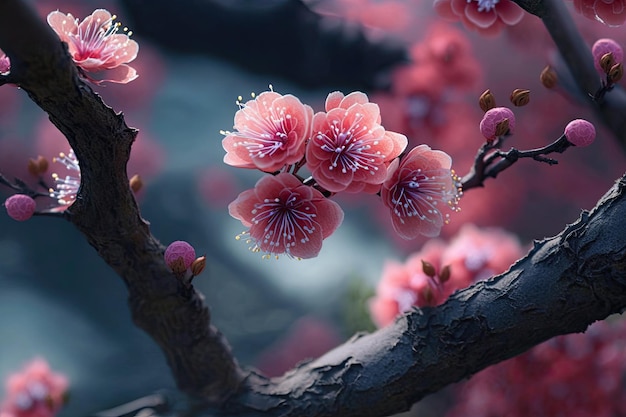 A picture of a tree with pink flowers