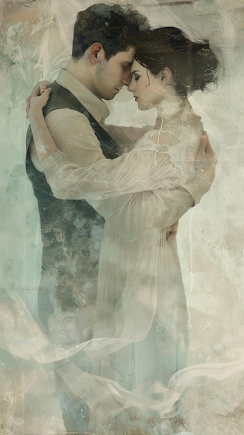 a picture of two women hugging and one has a white dress on it