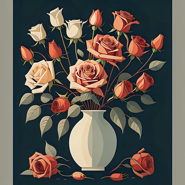 Photo picture of a vase of roses