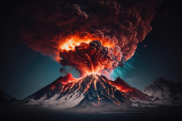 A picture of a volcano with smoke coming out of it