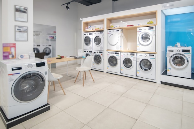 Picture of washing machines in a big showroom