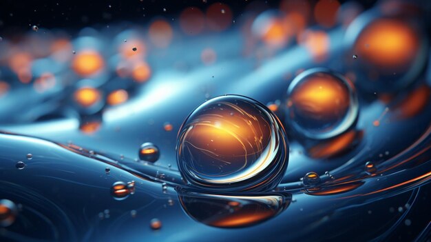 a picture of water drops with orange and yellow lights