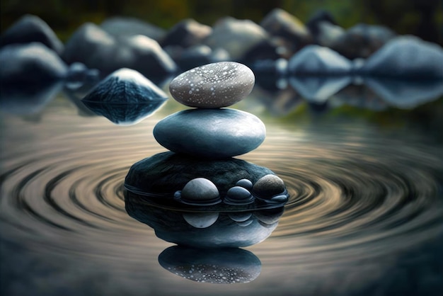 A picture of a water surface with rocks and water.