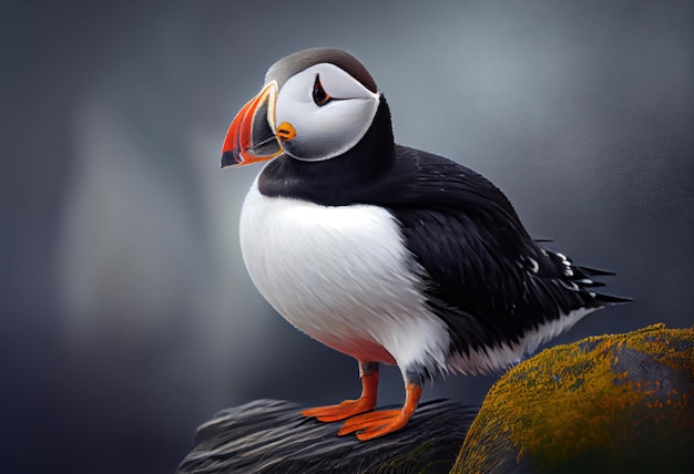 Picture of a watercolor drawing of a puffin or Fratercula arctica Generative AI