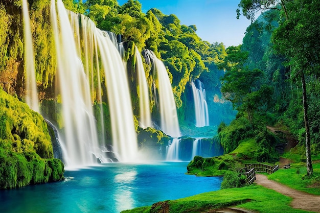 Картина водопада, который называется водопадом